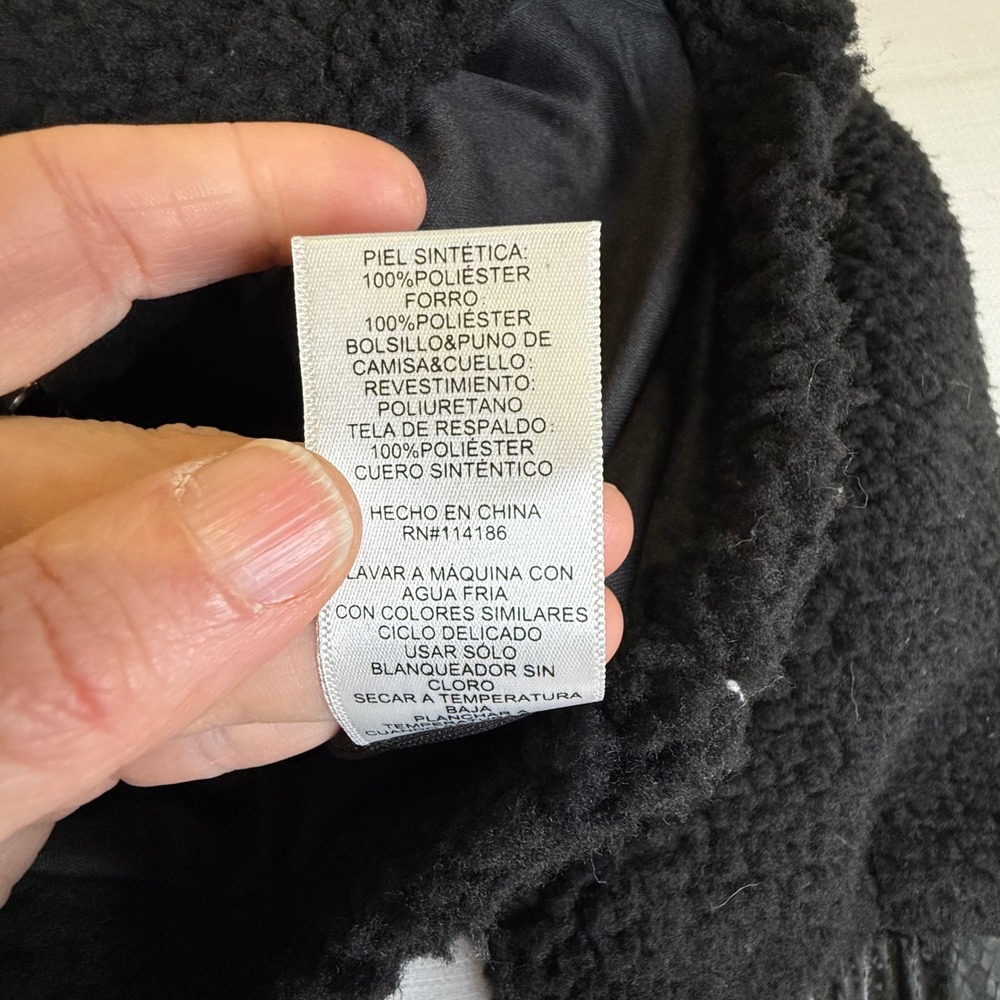 Juicy Couture Black Sherpa Jacket Womens 2X Cropped Y2K McBling Fleece Zip NWT - Picture 6 of 10